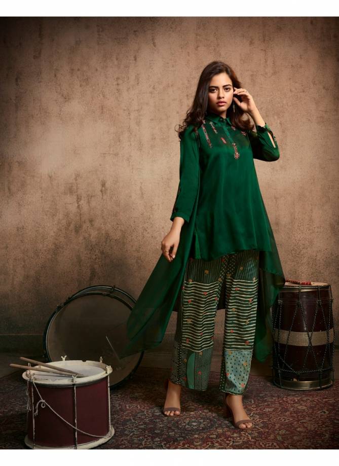Jansi Tanaaz Designer Exclusive Berry Silk With Embroidery Work Kurti With Bottom Collection 